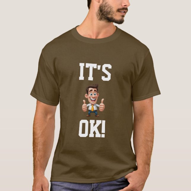 "Det är okej!" Tummen upp Tecknad T-Shirt (Framsida)