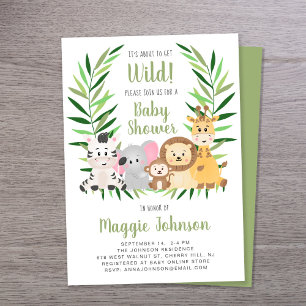 Det är på väg att få Vild Safari Animals Baby Show Inbjudningar