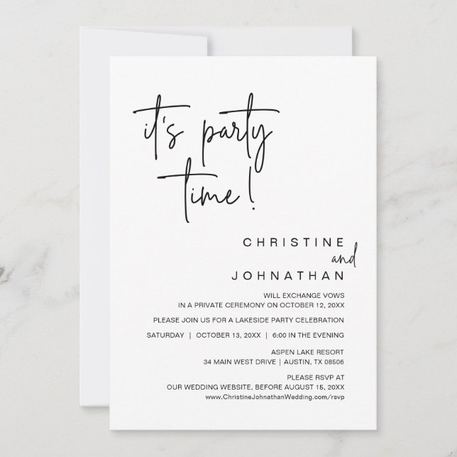 Det är Party, Bröllop Elopement Dinner Party Inbjudningar (Framsida)
