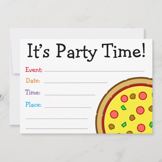 Det är Party! Pizza-födelsedagen Inbjudningar (Framsida)