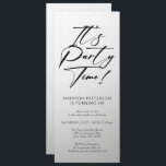 Det är Party-tid, 40:e födelsedag Party enkel Eleg Inbjudningar<br><div class="desc">Det är Party Time 40:e fyrtionde Födelsedagsfesten Enkel inbjudan till Elegant Inbjudan har en minimalistisk design med texten "Det är Party tid!" i modern svartfärgad kalligrafi-skripttypografi och personlig nedan med din anpassningsbar. Det redigerbara teckensnittet stil och färg kan ändras med silver som bakgrund. Designad av © Evco Studio www.zazzle.com/store/evcostudio</div>