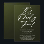 Det är Party-tid, 40:e födelsedag Party enkel Eleg Inbjudningar<br><div class="desc">Det är Party Time 40:e fyrtionde Födelsedagsfesten Simple Elegant Call Inbjudan har en minimalistisk utformning med texten "It's Party Time!" i modern,  vit calligraphy-skripttypografi och personlig nedan med anpassningsbar på gröntens bakgrund. Du kan ändra det redigerbara teckensnittet stil och färg. Designad av © Evco Studio www.zazzle.com/store/evcostudio</div>