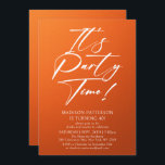 Det är Party-tid, 40:e födelsedag Party enkel Eleg Inbjudningar<br><div class="desc">Det är Party Time 40:e fyrtionde Födelsedagsfesten Simple Elegant Call Inbjudan har en minimalistisk utformning med texten "It's Party Time!" i modern,  vit calligraphy-skripttypografi och personlig nedan med anpassningsbar på orangens bakgrund. Du kan ändra det redigerbara teckensnittet stil och färg. Designad av © Evco Studio www.zazzle.com/store/evcostudio</div>