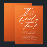 Det är Party-tid, 40:e födelsedag Party enkel Eleg Inbjudningar<br><div class="desc">Det är Party Time 40:e fyrtionde Födelsedagsfesten Simple Elegant Call Inbjudan har en minimalistisk utformning med texten "It's Party Time!" i modern,  vit calligraphy-skripttypografi och personlig nedan med anpassningsbar på orangens bakgrund. Du kan ändra det redigerbara teckensnittet stil och färg. Designad av © Evco Studio www.zazzle.com/store/evcostudio</div>
