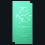 Det är Party-tid, 40:e födelsedag Party enkel Eleg Inbjudningar<br><div class="desc">Det är Party Time 40:e fyrtionde Födelsedagsfesten Enkel inbjudan till Elegant Inbjudan har en minimalistisk utformning med texten "Det är Party tid!" i modern manusatypgrafi och personlig nedan med din anpassningsbar. Det redigerbara teckensnittet stil och färg kan ändras med akvamarinbakgrund. Designad av © Evco Studio www.zazzle.com/store/evcostudio</div>