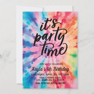 Det är Party-tid, Groovy Tie Dye Birthday-inbjudan Inbjudningar