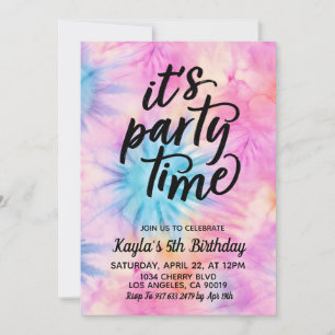 Det är Party-tid, Groovy Tie Dye Birthday-inbjudan Inbjudningar