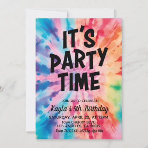 Det är Party-tid, Groovy Tie Dye Birthday-inbjudan Inbjudningar