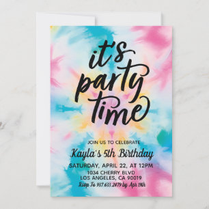Det är Party-tid, Groovy Tie Dye Birthday-inbjudan Inbjudningar