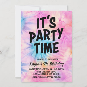 Det är Party-tid, Groovy Tie Dye Birthday-inbjudan Inbjudningar