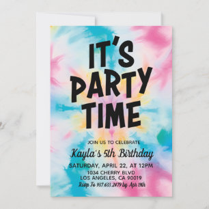 Det är Party-tid, Groovy Tie Dye Birthday-inbjudan Inbjudningar