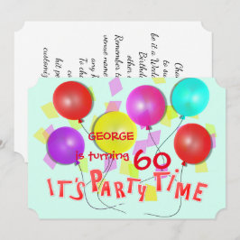 Det är Party Time Colorful Balloons Personlig Inbjudningar