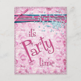 Det är Party Time Finare Rosa Cupaka-inbjudningar Inbjudningar