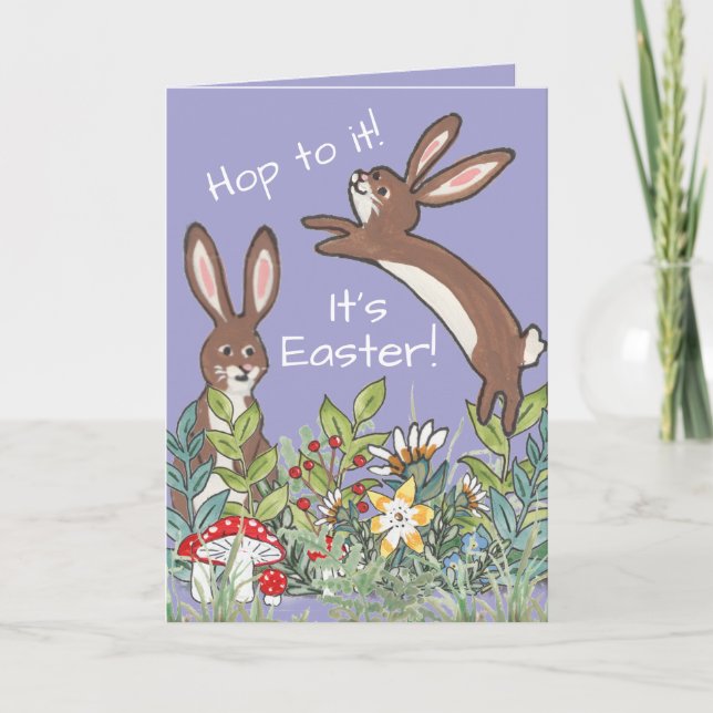 Det är Påskhare Rabbit Flowers Watercolor Cute Kort (Framsida)