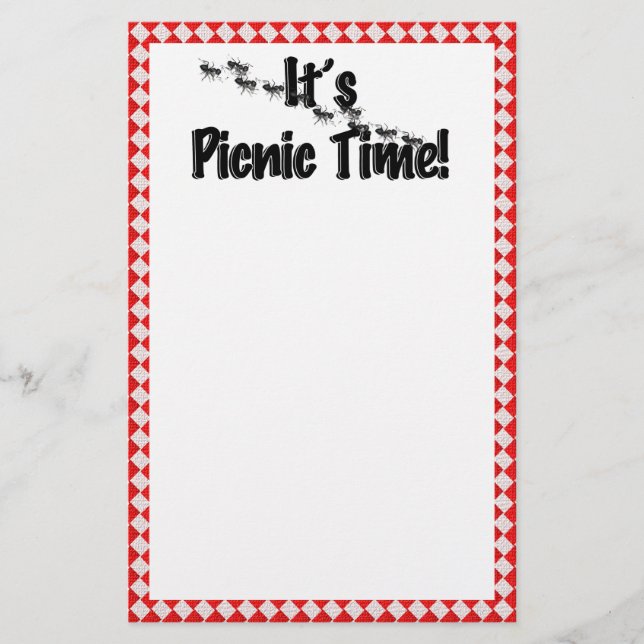 Det är Picnic Time! Red Checkered Bord Trasa w/Ant Brevpapper (Framsida)