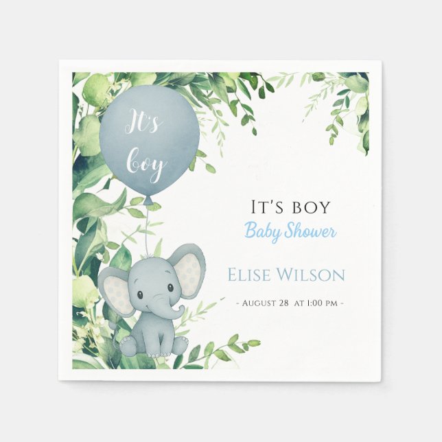 Det är pojken! Cute Little elephant baby med ballo Pappersservett (Framsidan)