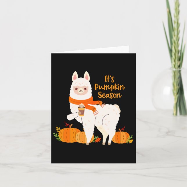 Det är Pumpasäsong Lama Höstlöv Fall Present Kort (Framsida)