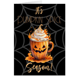 Det är Pumpkin Spice Season-mappat gratulationskor Hälsningskort