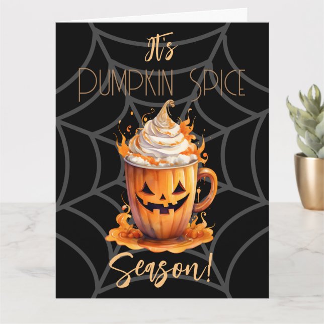 Det är Pumpkin Spice Season-mappat gratulationskor Kort (Liten växt)