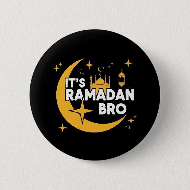 Det är Ramadan Bro Glad Fastan Islamiska Halvmåne  Knapp (Framsida)
