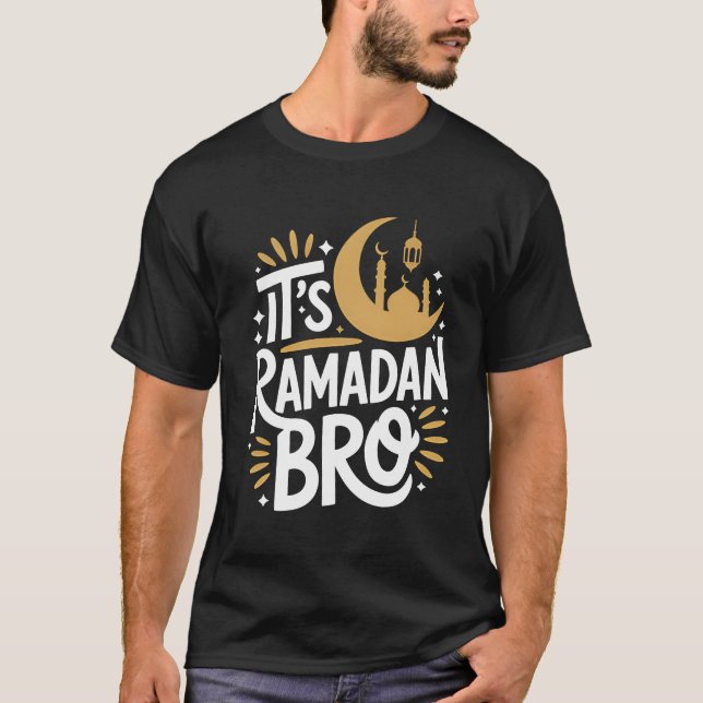 Det är Ramadan Bro Guld Halvmåne Moské T Shirt (Framsida)