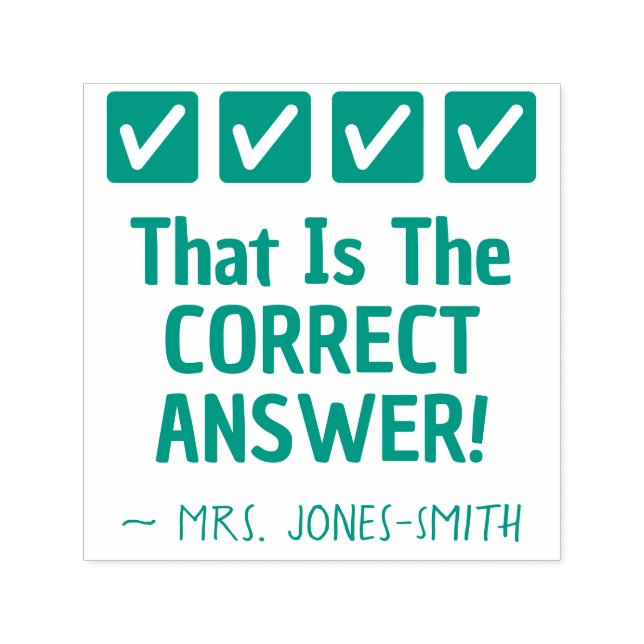"Det är rätt svar!" + Anpassningsbar Tutor Namn! Självfärgande Stämpel (Design)