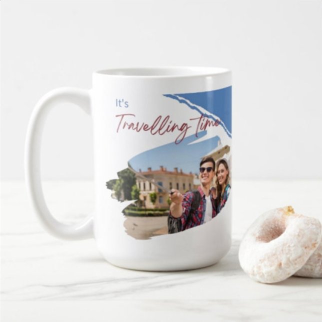 Det är restid för fotokollage kaffemugg (Skapare uppladdad)