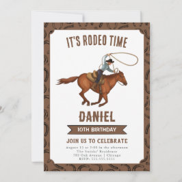 Det är Rodeo Time Cowboy Birthday Inbjudningar