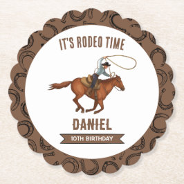 Det är Rodeo Time Cowboy Birthday Underlägg Papper