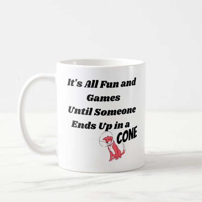 Det är Roligt och spel tills nån.. Kon Kaffemugg (Vänster)
