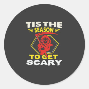 Det är säsong att bli läskig dödgrävare Halloween Runt Klistermärke