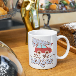 Det är säsong God jul som dricker kaffe Mugg