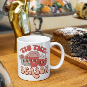 Det är säsong God jul som dricker kaffe Mugg