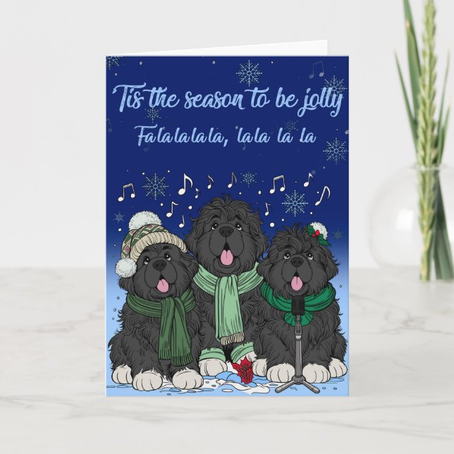 Det är säsongen att vara glad, Newfoundlands julså Helgkort (Framsida)