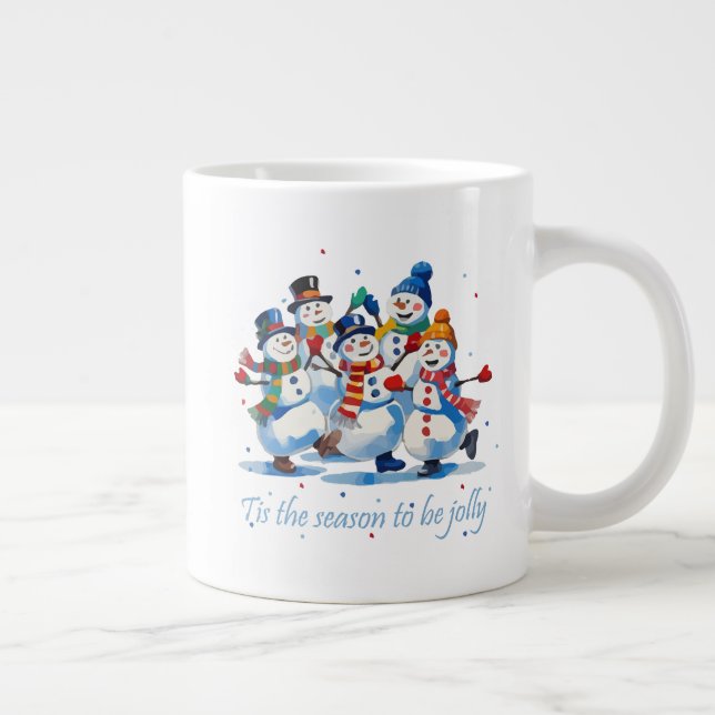 Det är säsongen att vara glatt Dansande glada snöm Jumbo Mugg (Höger)