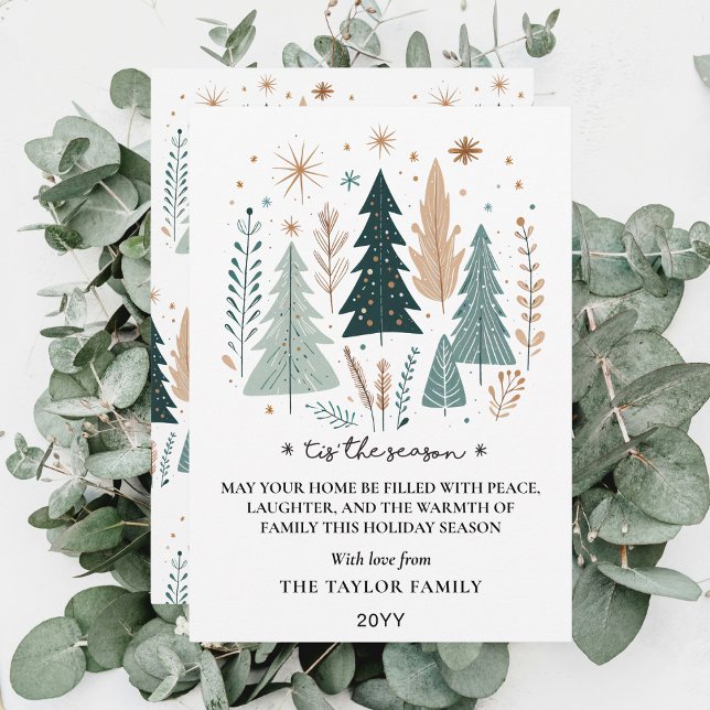 Det är säsongen Boho Botaniska Julgranar Julkort (Tis the Season Boho Botanical Christmas Trees Holiday Card
)