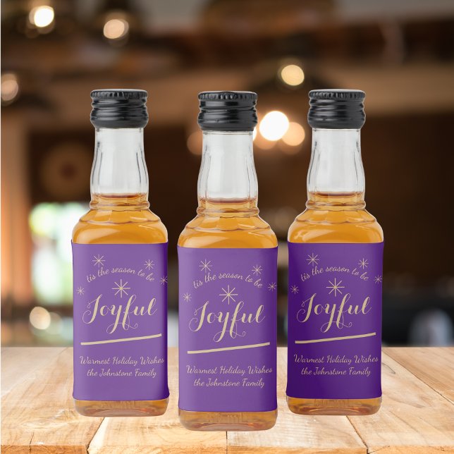 Det är säsongen för Glatt Elegant Mini Spritflaskor Etikett (Spice things up with a bunch of these Joyful and elegant purple and gold liquor bottle labels,)