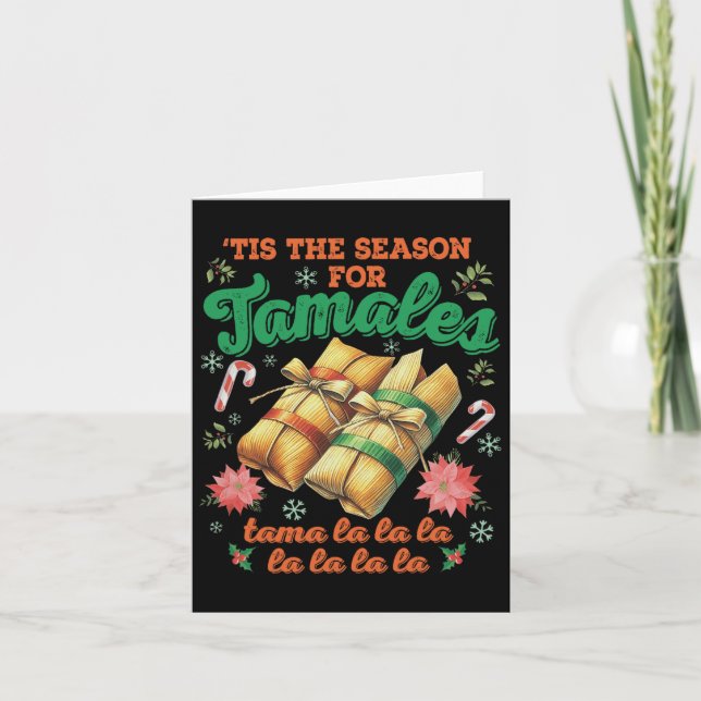 Det Är Säsongen För Tamales Familj Mexikansk Jul Kort (Framsida)