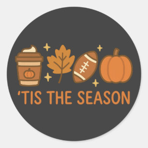 Det Är Säsongen Höst Autumn Pumpa Krydda Fotboll Runt Klistermärke