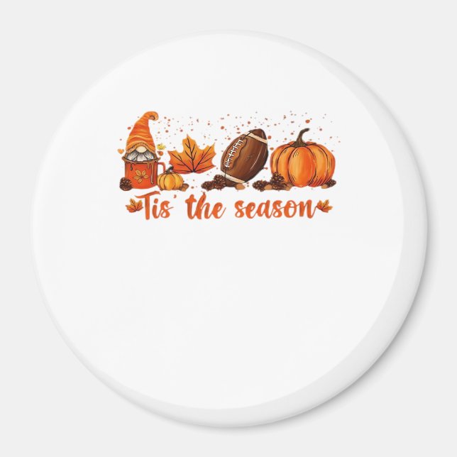 Det Är Säsongen Höst Tomte Fotboll Design Magnet (Framsidan)