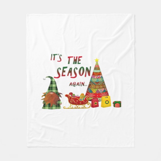Det Är Säsongen Igen Jul Tomte Fleecefilt (Framsidan)