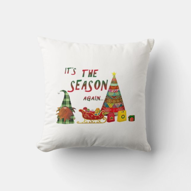 Det Är Säsongen Igen Jul Tomte Kudde (Framsida)