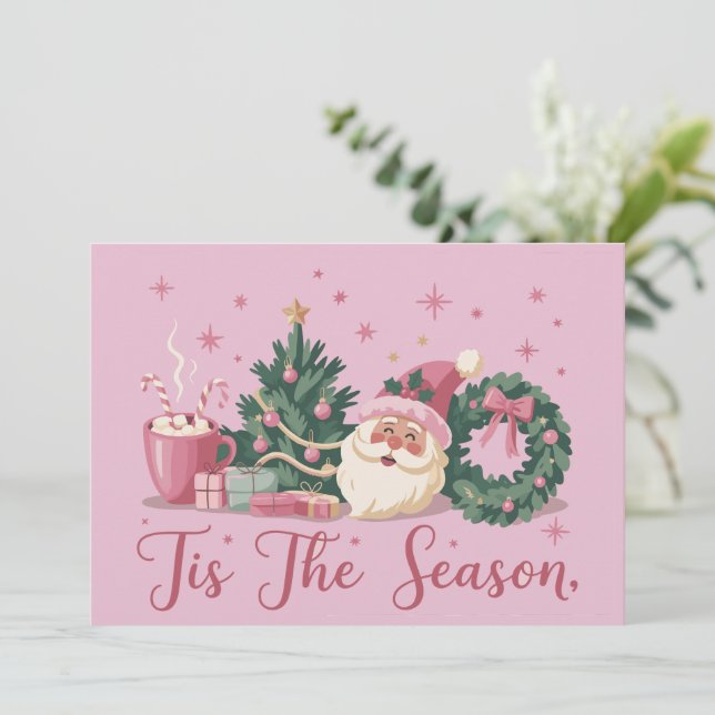 Det Är Säsongen Jul Söt Vinter Tomte  Julkort (Stående Fram)