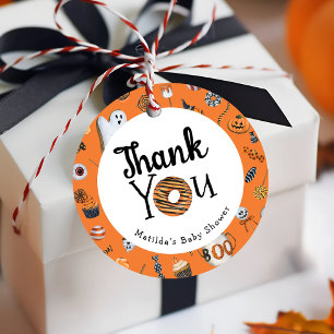 Det är snart Halloween Baby Shower. Gåvor Etiketter