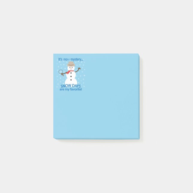 Det är snö Mysteridetektiv Snögubbe Blue Post-it Block (Framsida)