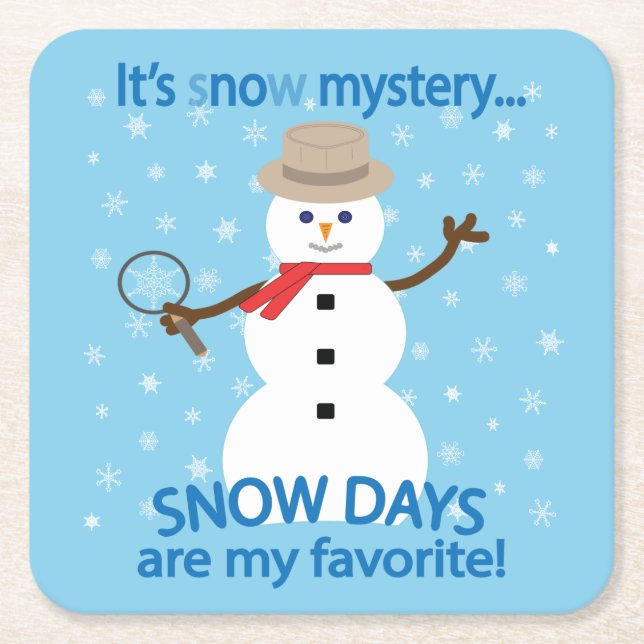 Det är snö Mysteridetektiv Snögubbe Blue Underlägg Papper Kvadrat (Framsidan)