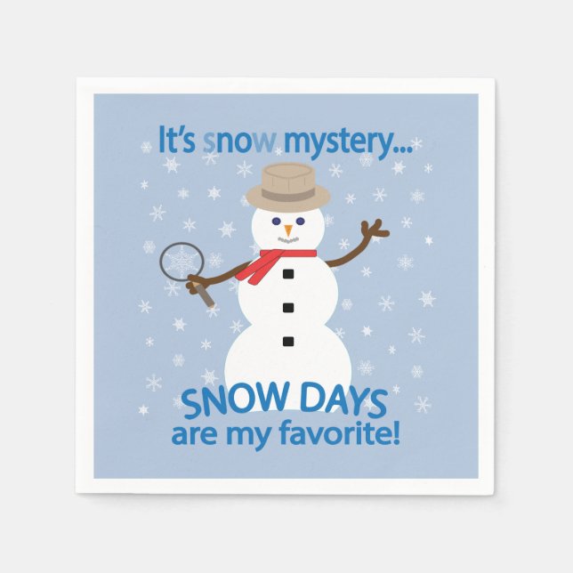 Det är snö Mysteridetektiv Snögubbe Pappersservett (Framsidan)