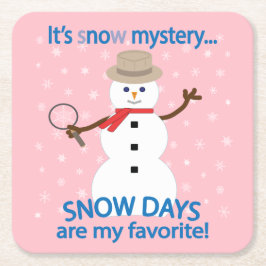 Det är snö Mysteridetektiv Snögubbe Rosa Underlägg Papper Kvadrat