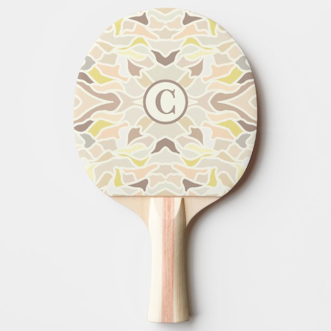 Det är So Ivory Geometric Abstrakt Mönster Pingisracket (Framsidan)