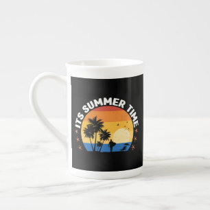 Det är sommartid Tropisk solnedgångsdesign Benporslin Mugg
